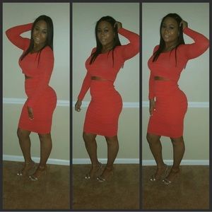 Women’s Two Piece Set (Dark orange/Red)